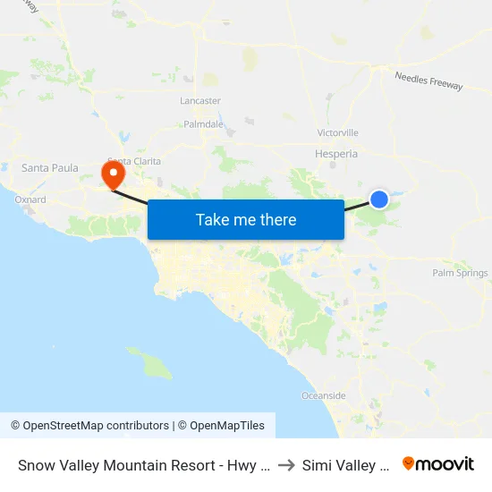 Snow Valley Mountain Resort - Hwy 18 to Simi Valley Ca map