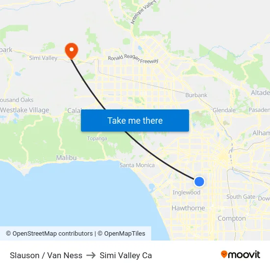 Slauson / Van Ness to Simi Valley Ca map