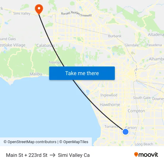 Main St + 223rd St to Simi Valley Ca map