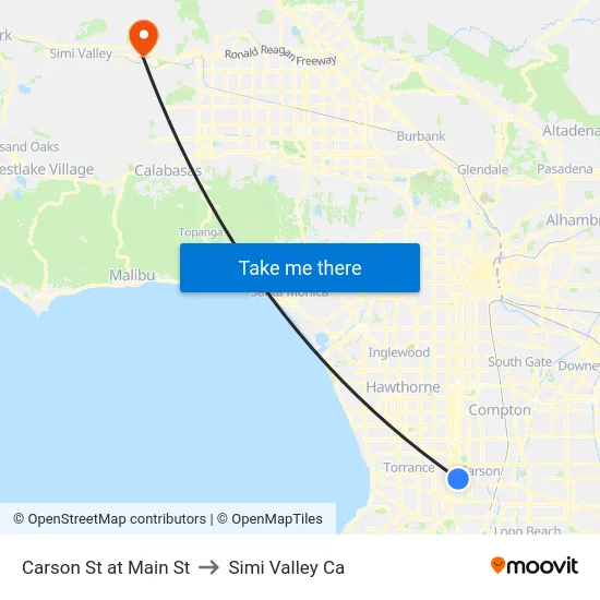 Carson St at Main St to Simi Valley Ca map