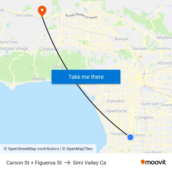 Carson St + Figueroa St to Simi Valley Ca map