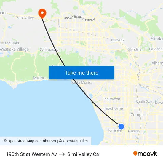 190th St at Western Av to Simi Valley Ca map