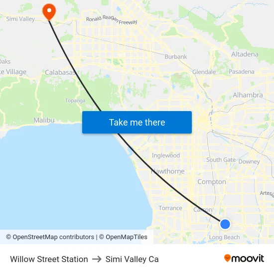 Willow Street Station to Simi Valley Ca map