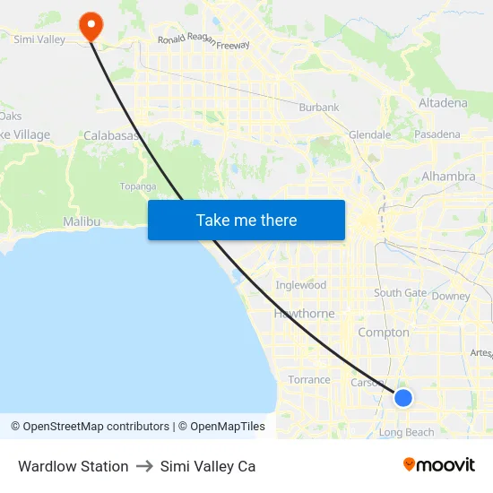 Wardlow Station to Simi Valley Ca map