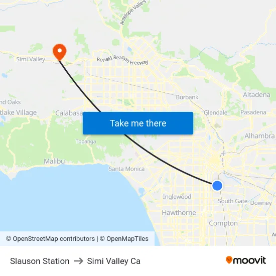 Slauson Station to Simi Valley Ca map