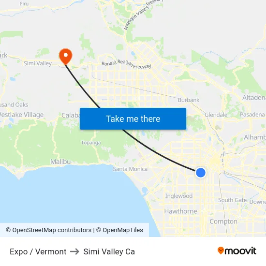 Expo / Vermont to Simi Valley Ca map