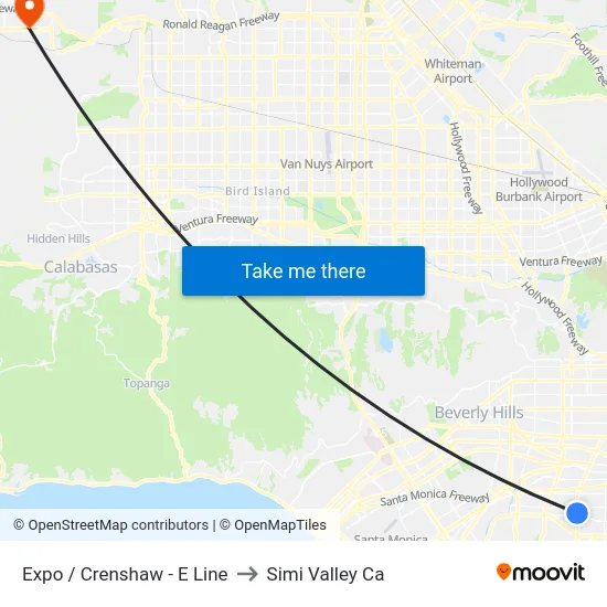 Expo / Crenshaw - E Line to Simi Valley Ca map