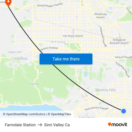 Farmdale Station to Simi Valley Ca map