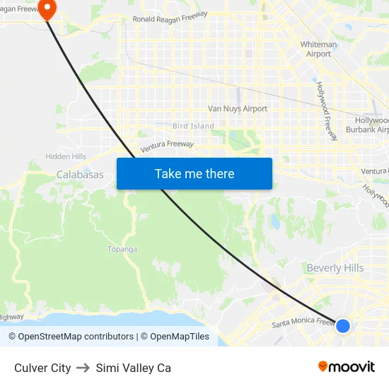 Culver City to Simi Valley Ca map