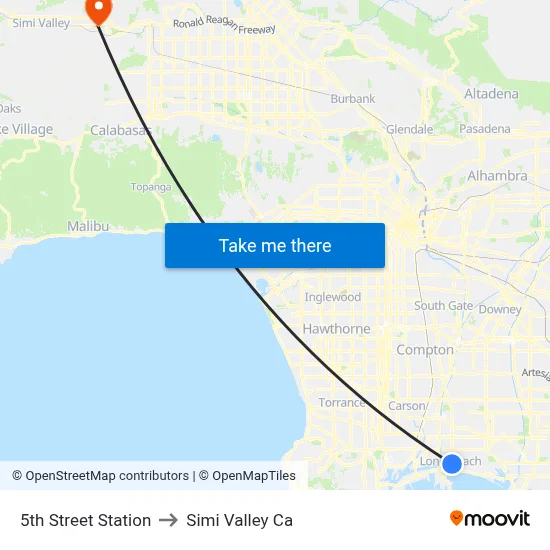 5th Street Station to Simi Valley Ca map