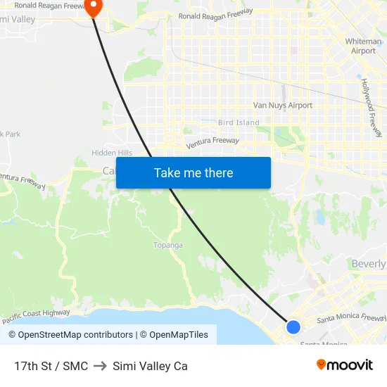 17th St / SMC to Simi Valley Ca map