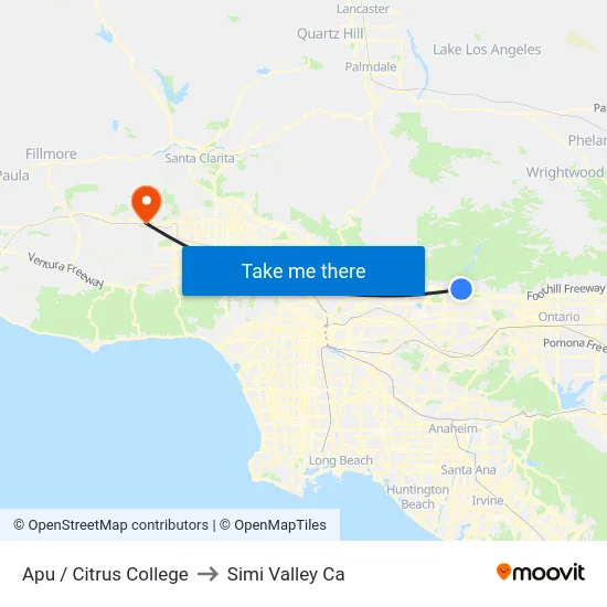 Apu / Citrus College to Simi Valley Ca map