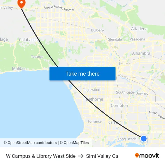 W Campus & Library West Side to Simi Valley Ca map