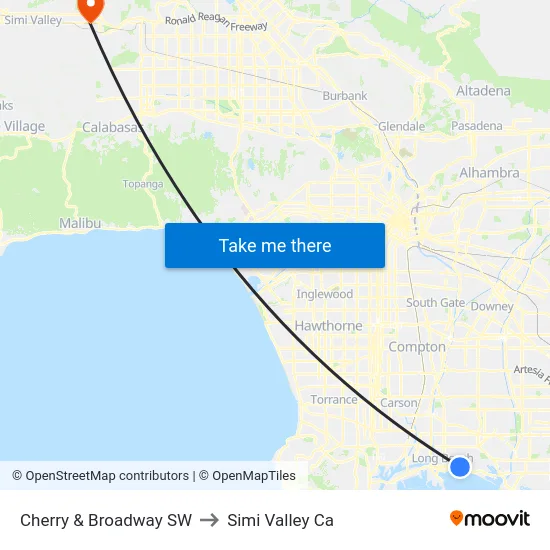 Cherry & Broadway SW to Simi Valley Ca map