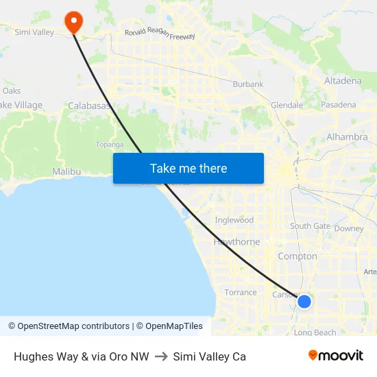Hughes Way & via Oro NW to Simi Valley Ca map
