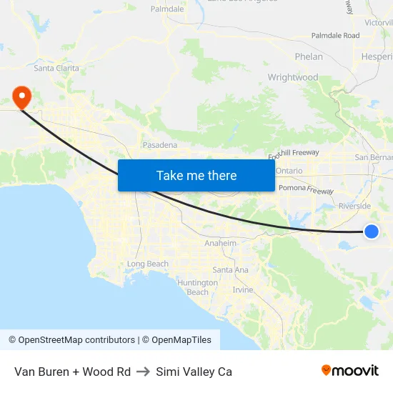 Van Buren + Wood Rd to Simi Valley Ca map