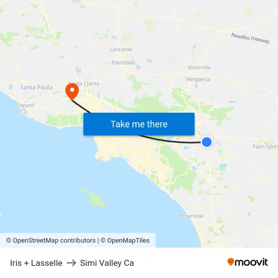 Iris + Lasselle to Simi Valley Ca map