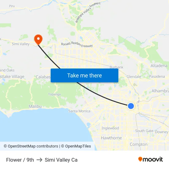 Flower / 9th to Simi Valley Ca map