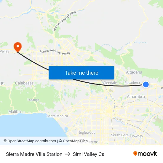 Sierra Madre Villa Station to Simi Valley Ca map