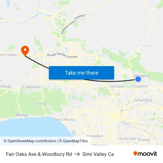 Fair Oaks Ave & Woodbury Rd to Simi Valley Ca map