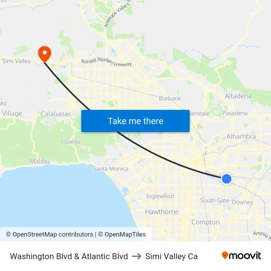 Washington Blvd & Atlantic Blvd to Simi Valley Ca map