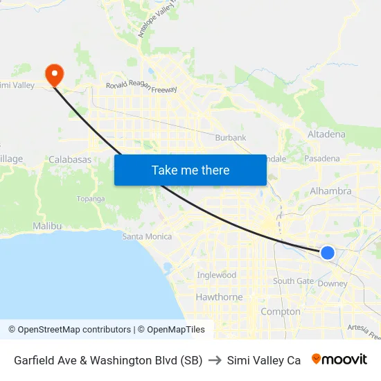 Garfield Ave & Washington Blvd (SB) to Simi Valley Ca map