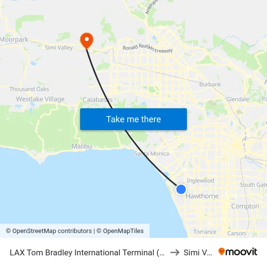 LAX Tom Bradley International Terminal (Tbit) Lower Level Flyaway Stop to Simi Valley Ca map
