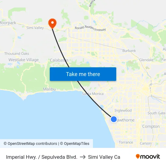 Imperial Hwy. / Sepulveda Blvd. to Simi Valley Ca map