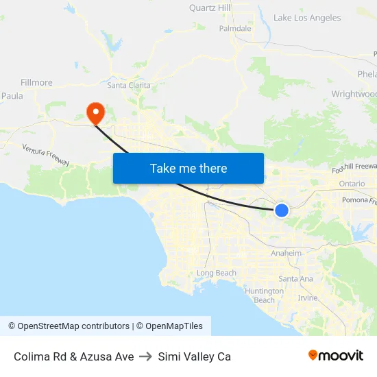 Colima Rd & Azusa Ave to Simi Valley Ca map