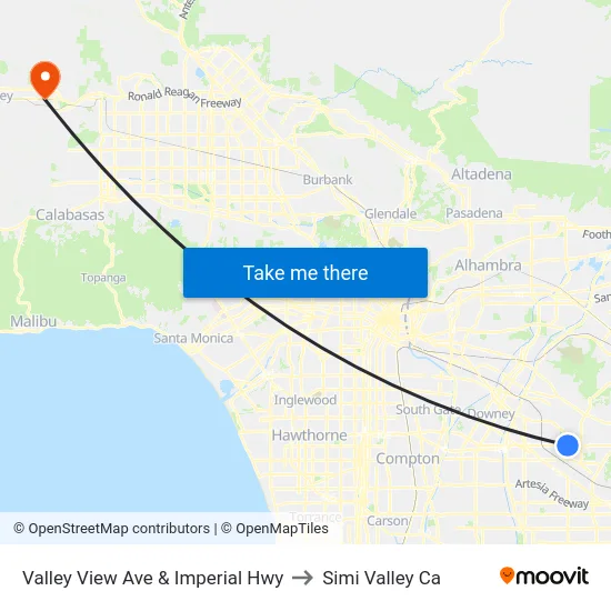 Valley View Ave & Imperial Hwy to Simi Valley Ca map