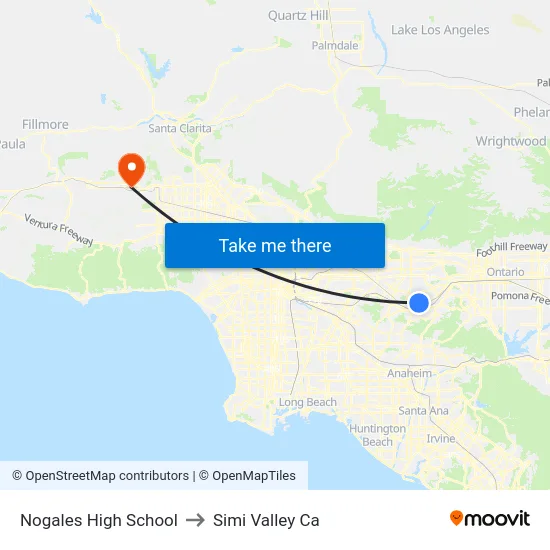 Nogales High School to Simi Valley Ca map