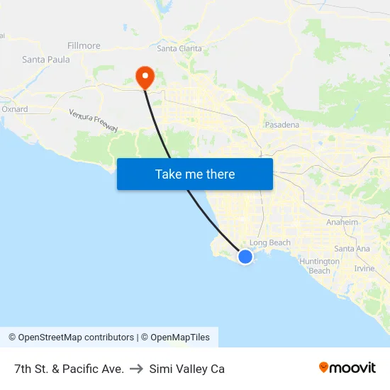 7th St. & Pacific Ave. to Simi Valley Ca map