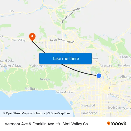Vermont Ave & Franklin Ave to Simi Valley Ca map