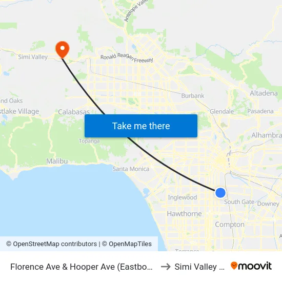 Florence Ave & Hooper Ave (Eastbound) to Simi Valley Ca map