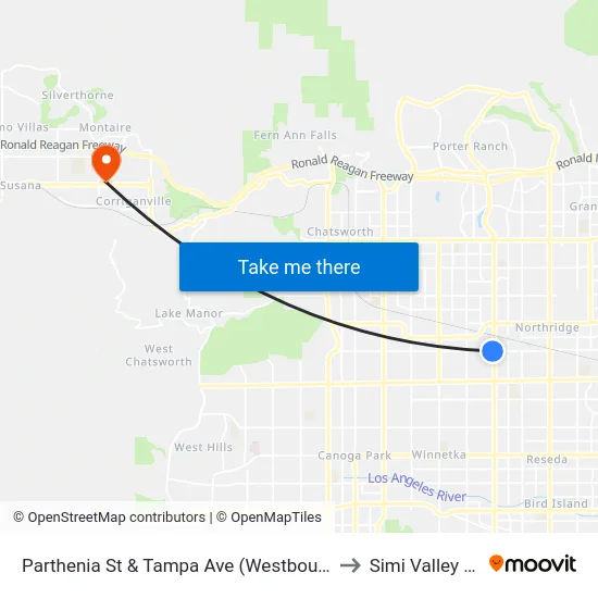 Parthenia St & Tampa Ave (Westbound) to Simi Valley Ca map
