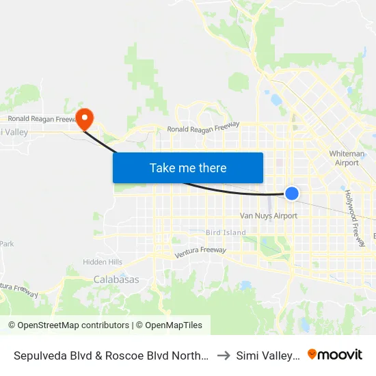 Sepulveda Blvd & Roscoe Blvd Northbound to Simi Valley Ca map