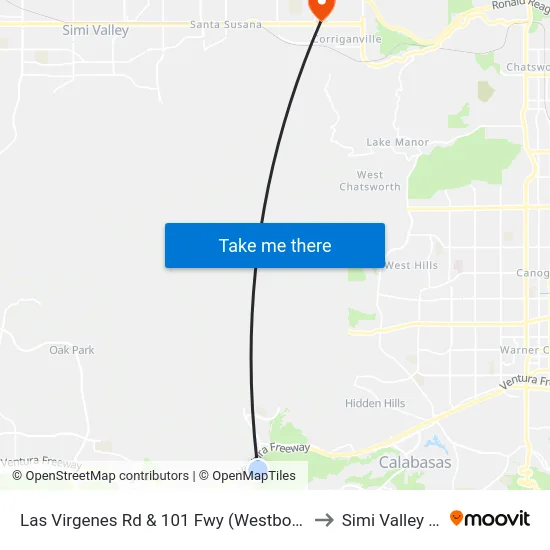 Las Virgenes Rd & 101 Fwy (Westbound) to Simi Valley Ca map