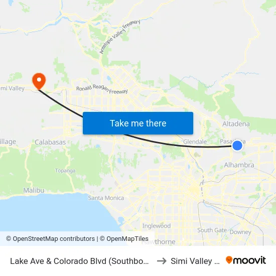 Lake Ave & Colorado Blvd (Southbound) to Simi Valley Ca map