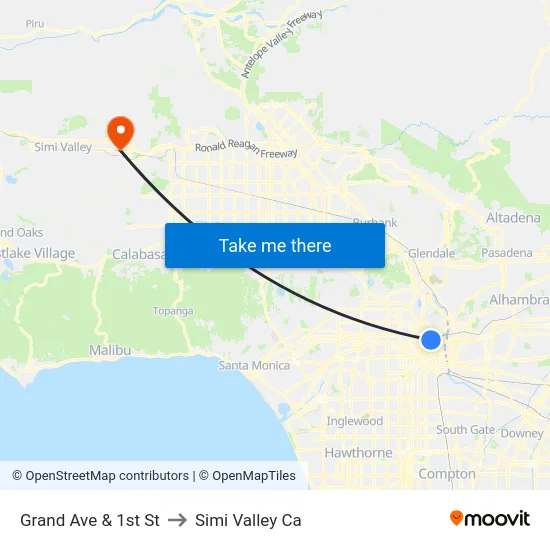 Grand Ave & 1st St to Simi Valley Ca map