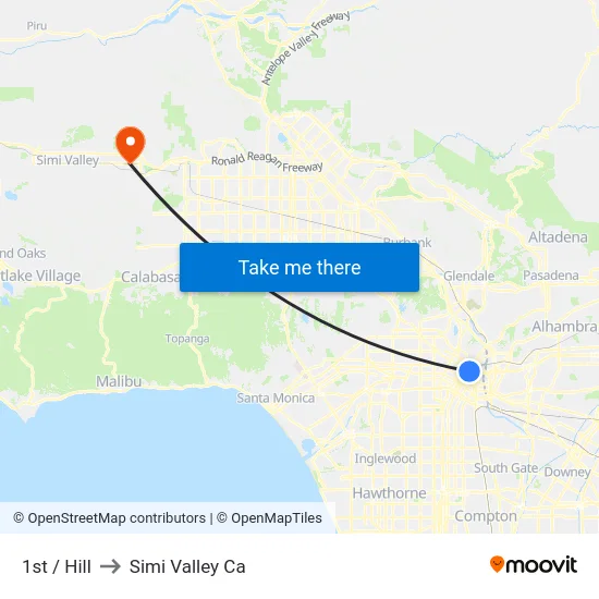 1st / Hill to Simi Valley Ca map