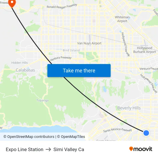 Expo Line Station to Simi Valley Ca map