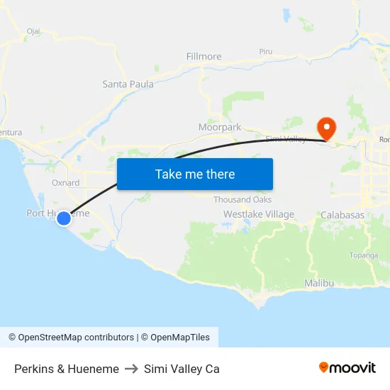 Perkins & Hueneme to Simi Valley Ca map