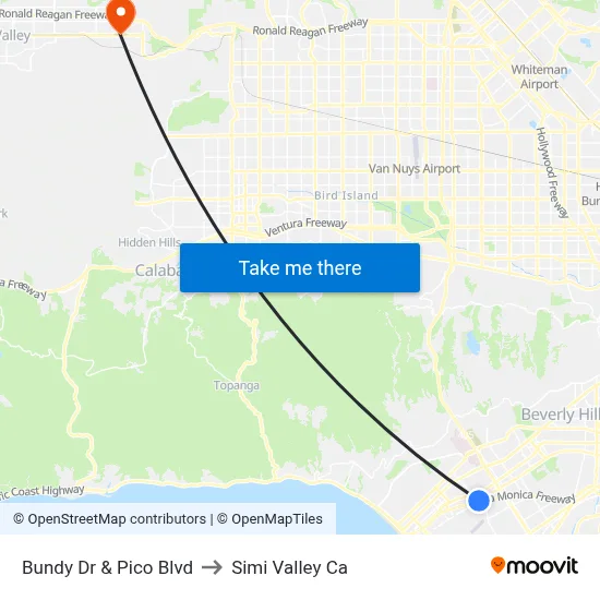 Bundy Dr & Pico Blvd to Simi Valley Ca map