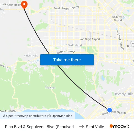 Pico Blvd & Sepulveda Blvd (Sepulveda Station) to Simi Valley Ca map