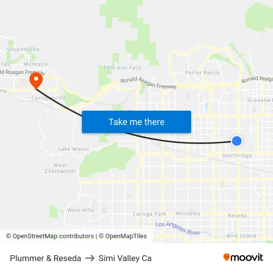 Plummer & Reseda to Simi Valley Ca map