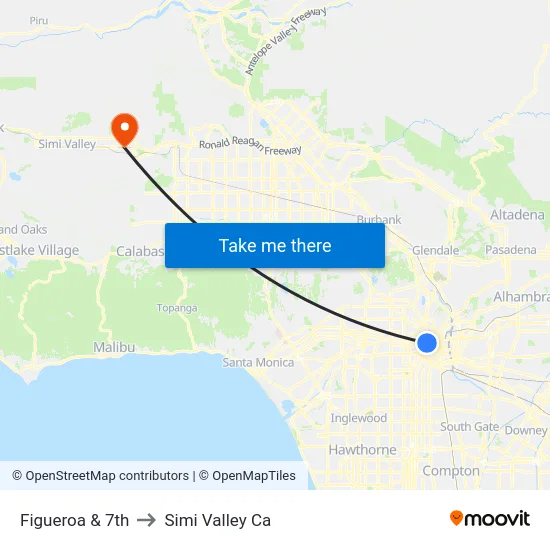 Figueroa & 7th to Simi Valley Ca map
