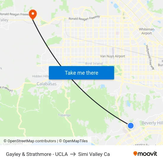 Gayley & Strathmore - UCLA to Simi Valley Ca map