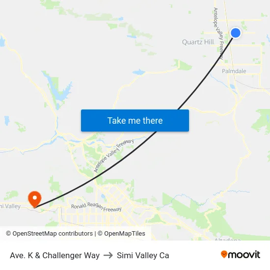 Ave. K & Challenger Way to Simi Valley Ca map
