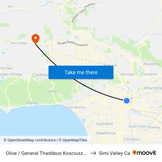 Olive / General Thaddeus Kosciuszko to Simi Valley Ca map