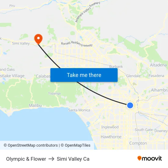 Olympic & Flower to Simi Valley Ca map